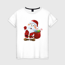 Женская футболка хлопок с принтом Дед Мороз в Кировске, 100% хлопок | прямой крой, круглый вырез горловины, длина до линии бедер, слегка спущенное плечо | new year | арт | графика | дед мороз | зима | новый год | рождество | санта