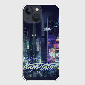 Чехол для iPhone 13 mini с принтом Welcome to Night City в Кировске,  |  | ceberpunk | city | night | welcome | киберпанк