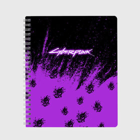 Тетрадь с принтом Cyberpunk neon. в Кировске, 100% бумага | 48 листов, плотность листов — 60 г/м2, плотность картонной обложки — 250 г/м2. Листы скреплены сбоку удобной пружинной спиралью. Уголки страниц и обложки скругленные. Цвет линий — светло-серый
 | cd project red | cyberpunk 2077 | keanu reeves | samurai | киану ривз | киберпанк 2077 | самураи