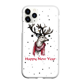 Чехол для iPhone 11 Pro Max матовый с принтом Happy New Year в Кировске, Силикон |  | christmas toys | deer | deer print | happy new year | new year | snow | snowflakes | tree | новогодний принт | новогодний свитер | новогодняя футболка | новый год | олени | принт оленя | с новым годом | с оленями | снег