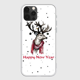 Чехол для iPhone 12 Pro Max с принтом Happy New Year в Кировске, Силикон |  | christmas toys | deer | deer print | happy new year | new year | snow | snowflakes | tree | новогодний принт | новогодний свитер | новогодняя футболка | новый год | олени | принт оленя | с новым годом | с оленями | снег