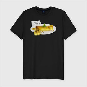 Мужская футболка хлопок Slim с принтом Золотое блюдо в Кировске, 92% хлопок, 8% лайкра | приталенный силуэт, круглый вырез ворота, длина до линии бедра, короткий рукав | gold | блюдо | еда | золото | квадрат | не для детей | посыпка | посыпушка | приятного аппетита | ресторан | слиток | тарелка | фалас