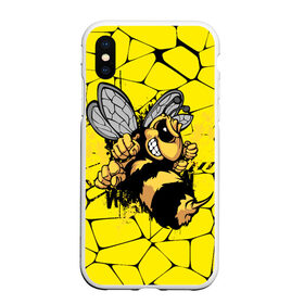 Чехол для iPhone XS Max матовый с принтом Дикая пчела в Кировске, Силикон | Область печати: задняя сторона чехла, без боковых панелей | дикая пчела | жало | мед | насекомые | опасность | соты | текстура | шершень