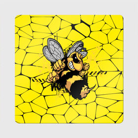 Магнит виниловый Квадрат с принтом Дикая пчела в Кировске, полимерный материал с магнитным слоем | размер 9*9 см, закругленные углы | дикая пчела | жало | мед | насекомые | опасность | соты | текстура | шершень