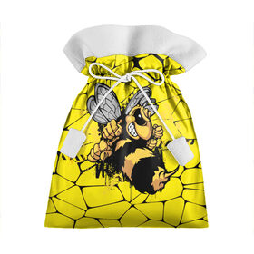 Подарочный 3D мешок с принтом Дикая пчела в Кировске, 100% полиэстер | Размер: 29*39 см | Тематика изображения на принте: дикая пчела | жало | мед | насекомые | опасность | соты | текстура | шершень