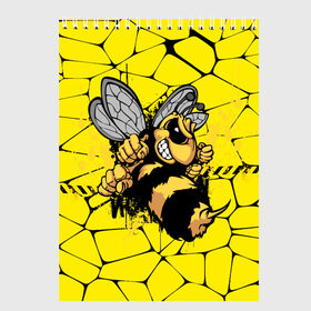 Скетчбук с принтом Дикая пчела в Кировске, 100% бумага
 | 48 листов, плотность листов — 100 г/м2, плотность картонной обложки — 250 г/м2. Листы скреплены сверху удобной пружинной спиралью | дикая пчела | жало | мед | насекомые | опасность | соты | текстура | шершень