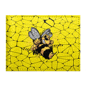 Обложка для студенческого билета с принтом Дикая пчела в Кировске, натуральная кожа | Размер: 11*8 см; Печать на всей внешней стороне | дикая пчела | жало | мед | насекомые | опасность | соты | текстура | шершень