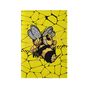 Обложка для паспорта матовая кожа с принтом Дикая пчела в Кировске, натуральная матовая кожа | размер 19,3 х 13,7 см; прозрачные пластиковые крепления | дикая пчела | жало | мед | насекомые | опасность | соты | текстура | шершень