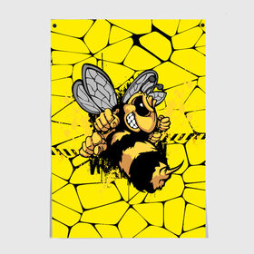 Постер с принтом Дикая пчела в Кировске, 100% бумага
 | бумага, плотность 150 мг. Матовая, но за счет высокого коэффициента гладкости имеет небольшой блеск и дает на свету блики, но в отличии от глянцевой бумаги не покрыта лаком | Тематика изображения на принте: дикая пчела | жало | мед | насекомые | опасность | соты | текстура | шершень