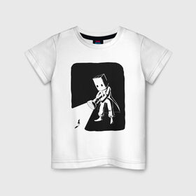 Детская футболка хлопок с принтом little nightmares в Кировске, 100% хлопок | круглый вырез горловины, полуприлегающий силуэт, длина до линии бедер | Тематика изображения на принте: пакет | персонаж | фонарь