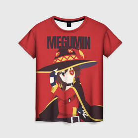 Женская футболка 3D с принтом Megumin в Кировске, 100% полиэфир ( синтетическое хлопкоподобное полотно) | прямой крой, круглый вырез горловины, длина до линии бедер | aqua | darkness | kazuma | kono subarashii | konosuba | megumin | аква | богиня благословляет этот прекрасный мир | даркнес | даркнесс | казума | коносуба | мегумин | юн юн