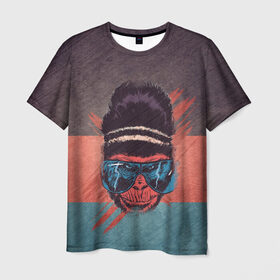 Мужская футболка 3D с принтом Горилла в Кировске, 100% полиэфир | прямой крой, круглый вырез горловины, длина до линии бедер | Тематика изображения на принте: горилла | животные | мир джунглей | обезьяна | очки | текстура