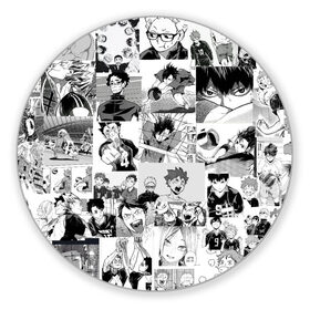 Коврик для мышки круглый с принтом Haikyu в Кировске, резина и полиэстер | круглая форма, изображение наносится на всю лицевую часть | haikyu | аниме | бокуро | волейбол | кагеяме | манга | тецуро | хината | цукишима