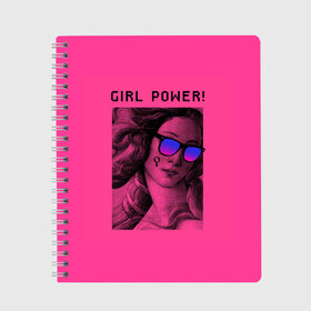 Тетрадь с принтом girl power! в Кировске, 100% бумага | 48 листов, плотность листов — 60 г/м2, плотность картонной обложки — 250 г/м2. Листы скреплены сбоку удобной пружинной спиралью. Уголки страниц и обложки скругленные. Цвет линий — светло-серый
 | 