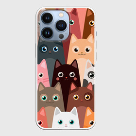 Чехол для iPhone 13 Pro с принтом Котики мультяшные в Кировске,  |  | cat | cats | cosmos | kitten | mem | memes | rose | roses | глаза | глазки | киска | космос | кот | котёнок | котик | котики | котэ | котята | кошак | кошка | кошки | красивая | мем | мемчики | милая | прикольная | розы | светлая