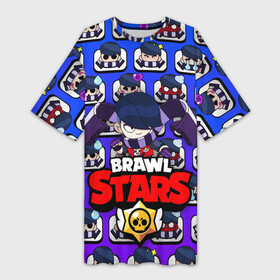 Платье-футболка 3D с принтом BRAWL STARS EDGAR в Кировске,  |  | 8 bit | brawl stars | crow | crow phoenix. | leon | leon shark | бравл старс | браво старс | ворон | игра бравл | леон | леон шарк | оборотень