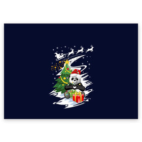 Поздравительная открытка с принтом Рождественская Панда в Кировске, 100% бумага | плотность бумаги 280 г/м2, матовая, на обратной стороне линовка и место для марки
 | 2021 | 21 | 2k21 | 2к21 | chrystmas | happy | lik | marry | new | panda | santa | snow | winter | xmas | year | год | годом | дед | елка | елки | клаус | лес | настроение | новогоднее | новогоднему | новый | новым | панда | по | рождество | с | 