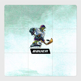 Магнитный плакат 3Х3 с принтом BAUER в Кировске, Полимерный материал с магнитным слоем | 9 деталей размером 9*9 см | Тематика изображения на принте: bauer | бауэр | зима | зомби | игра | клюшка | коньки | лёд | спортсмен | хоккеист | хоккей | шайба