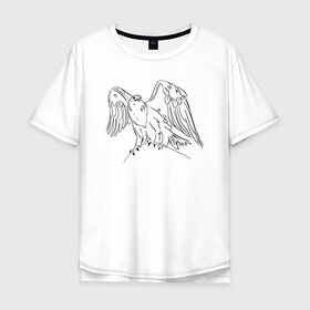 Мужская футболка хлопок Oversize с принтом Символ Орла в Кировске, 100% хлопок | свободный крой, круглый ворот, “спинка” длиннее передней части | animals | art | bird | eagle | falcon | tattoo | wings | арт | беркут | гор | гордый | дикий | животные | крылья | летающий | один | орел | орлан | пернатый | перья | природа | птица | птичка | символ | сокол | соколиный взгляд