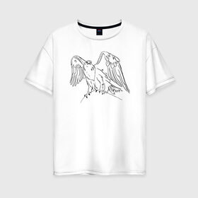 Женская футболка хлопок Oversize с принтом Символ Орла в Кировске, 100% хлопок | свободный крой, круглый ворот, спущенный рукав, длина до линии бедер
 | animals | art | bird | eagle | falcon | tattoo | wings | арт | беркут | гор | гордый | дикий | животные | крылья | летающий | один | орел | орлан | пернатый | перья | природа | птица | птичка | символ | сокол | соколиный взгляд