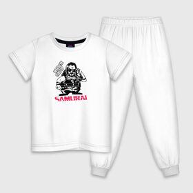 Детская пижама хлопок с принтом Samurai в Кировске, 100% хлопок |  брюки и футболка прямого кроя, без карманов, на брюках мягкая резинка на поясе и по низу штанин
 | cyberpunk 2077 | johnny silverhand | judy | moxes | panam | samurai | джуди | киберпанк 2077 | панам | шельмы
