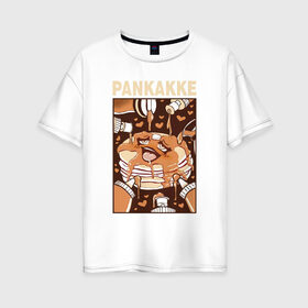 Женская футболка хлопок Oversize с принтом Pankakke в Кировске, 100% хлопок | свободный крой, круглый ворот, спущенный рукав, длина до линии бедер
 | ahegao | manga | ахегао | комиксы | лицо | манга | паттрен | чернобелый | эмоции