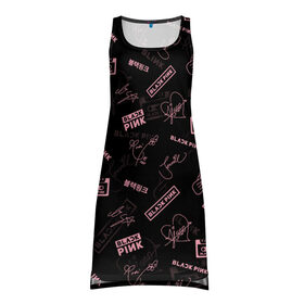 Платье-майка 3D с принтом BLACKPINK в Кировске, 100% полиэстер | полуприлегающий силуэт, широкие бретели, круглый вырез горловины, удлиненный подол сзади. | black pink | blackpink | k pop | блэкпинк | дженни | джису | к поп | лиса | розэ