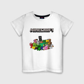 Детская футболка хлопок с принтом MINECRAFT в Кировске, 100% хлопок | круглый вырез горловины, полуприлегающий силуэт, длина до линии бедер | minecraft | аид | алмазы | игра майнкрафт | компот | компот. | майнкрафт | нуб | скин