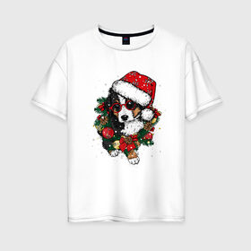 Женская футболка хлопок Oversize с принтом Милах в Кировске, 100% хлопок | свободный крой, круглый ворот, спущенный рукав, длина до линии бедер
 | new year | арт | графика | дед мороз | зима | новый год | рождество | санта