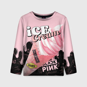 Детский лонгслив 3D с принтом BLACKPINK ICE CREAM в Кировске, 100% полиэстер | длинные рукава, круглый вырез горловины, полуприлегающий силуэт
 | black pink | blackpink | ice cream | k pop | блэкпинк | дженни | джису | к поп | лиса | розэ