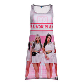 Платье-майка 3D с принтом BLACKPINK в Кировске, 100% полиэстер | полуприлегающий силуэт, широкие бретели, круглый вырез горловины, удлиненный подол сзади. | black pink | blackpink | k pop | блэкпинк | дженни | джису | к поп | лиса | розэ