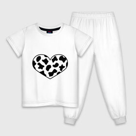 Детская пижама хлопок с принтом В Новый год - с любовью! в Кировске, 100% хлопок |  брюки и футболка прямого кроя, без карманов, на брюках мягкая резинка на поясе и по низу штанин
 | 2021 | бык | корова | любовь | новый год | праздник | сердце | символ года | чёрно белый
