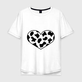 Мужская футболка хлопок Oversize с принтом В Новый год - с любовью! в Кировске, 100% хлопок | свободный крой, круглый ворот, “спинка” длиннее передней части | 2021 | бык | корова | любовь | новый год | праздник | сердце | символ года | чёрно белый