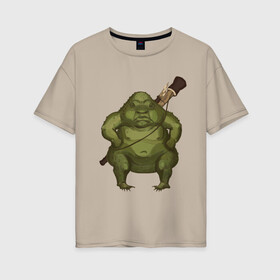 Женская футболка хлопок Oversize с принтом Жаба в Кировске, 100% хлопок | свободный крой, круглый ворот, спущенный рукав, длина до линии бедер
 | fantasy | monster | жаба | животные | земноводные | лягушка | монстр | фэнтези