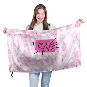 Флаг 3D с принтом LOVE в Кировске, 100% полиэстер | плотность ткани — 95 г/м2, размер — 67 х 109 см. Принт наносится с одной стороны | love | meme | динамики | идея | манера | мемы | образ действия | панда | песик | символ | ушан