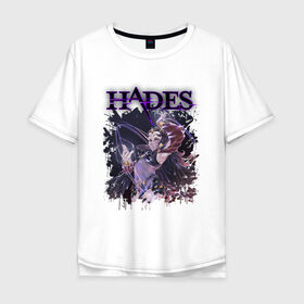 Мужская футболка хлопок Oversize с принтом Hades Nyx (Z) в Кировске, 100% хлопок | свободный крой, круглый ворот, “спинка” длиннее передней части | Тематика изображения на принте: aid | hades | nyx | roguelike | thanatos | zagreus | аид | гадес | загрей | никс | рогалик | танатос