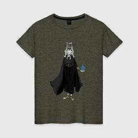 Женская футболка хлопок с принтом Демон в Кировске, 100% хлопок | прямой крой, круглый вырез горловины, длина до линии бедер, слегка спущенное плечо | fantasy | monster | демон | магия | монстр | скелет | фэнтези