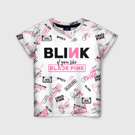 Детская футболка 3D с принтом BLACKPINK в Кировске, 100% гипоаллергенный полиэфир | прямой крой, круглый вырез горловины, длина до линии бедер, чуть спущенное плечо, ткань немного тянется | black pink | blackpink | k pop | блэкпинк | дженни | джису | к поп | лиса | розэ