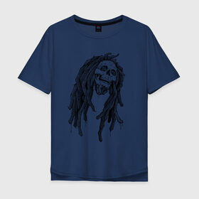 Мужская футболка хлопок Oversize с принтом Боб Марли в Кировске, 100% хлопок | свободный крой, круглый ворот, “спинка” длиннее передней части | боб марли | дреды | раста | растаман | регги | хиппи | череп
