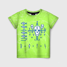 Детская футболка 3D с принтом Voodoo Boys Gang CP 2077 в Кировске, 100% гипоаллергенный полиэфир | прямой крой, круглый вырез горловины, длина до линии бедер, чуть спущенное плечо, ткань немного тянется | Тематика изображения на принте: boys | city | cyberpunk | gang | night | voodoo | андроид | киберпанк | киборг | найт | робот | сити