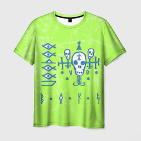 Мужская футболка 3D с принтом Voodoo Boys Gang CP 2077 в Кировске, 100% полиэфир | прямой крой, круглый вырез горловины, длина до линии бедер | boys | city | cyberpunk | gang | night | voodoo | андроид | киберпанк | киборг | найт | робот | сити
