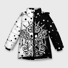Зимняя куртка для девочек 3D с принтом HOLLOW KNIGHT в Кировске, ткань верха — 100% полиэстер; подклад — 100% полиэстер, утеплитель — 100% полиэстер. | длина ниже бедра, удлиненная спинка, воротник стойка и отстегивающийся капюшон. Есть боковые карманы с листочкой на кнопках, утяжки по низу изделия и внутренний карман на молнии. 

Предусмотрены светоотражающий принт на спинке, радужный светоотражающий элемент на пуллере молнии и на резинке для утяжки. | hollow knight | silk song | silksong | босс | ложный рыцарь | матка жужж | силк сонг | холлоу кнайт | холлоу найт