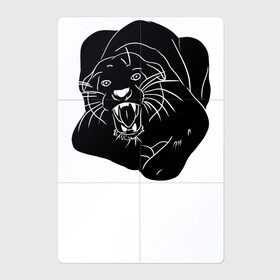 Магнитный плакат 2Х3 с принтом Черная Пантера в Кировске, Полимерный материал с магнитным слоем | 6 деталей размером 9*9 см | art | cat | kitten | kitty | panther | tattoo | арт | бесстрашие | дерзкая | джунгли | дикая кошка | животные | киска | клыки | котенок | кошка | леопард | оскал | пантера | природа | тату | тропики | тьма | хищник