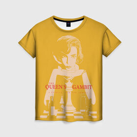 Женская футболка 3D с принтом Ход королевы в Кировске, 100% полиэфир ( синтетическое хлопкоподобное полотно) | прямой крой, круглый вырез горловины, длина до линии бедер | the queens gambit | графика | девушка | королева | шахматы