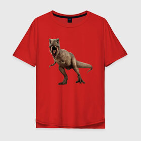 Мужская футболка хлопок Oversize с принтом T-Rex в Кировске, 100% хлопок | свободный крой, круглый ворот, “спинка” длиннее передней части | dinosaurs | predator | дино | динозавр | звери | хищник | ящер