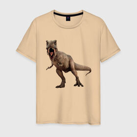 Мужская футболка хлопок с принтом T-Rex в Кировске, 100% хлопок | прямой крой, круглый вырез горловины, длина до линии бедер, слегка спущенное плечо. | dinosaurs | predator | дино | динозавр | звери | хищник | ящер