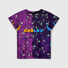 Детская футболка 3D с принтом Roblox | Роблокс в Кировске, 100% гипоаллергенный полиэфир | прямой крой, круглый вырез горловины, длина до линии бедер, чуть спущенное плечо, ткань немного тянется | 2 цвета | game | roblox | абстракция | игра | огонь | пламя | роблокс
