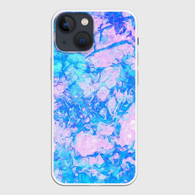 Чехол для iPhone 13 mini с принтом Нежные краски в Кировске,  |  | abstract | blue | casual | casual style | pink | texture | абстрактный рисунок | абстракция | блики | брызги | вода | волны | градиент | краски | мазки | море | морская | пастельные цвета | повседневный | пятна красок