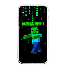 Чехол для iPhone XS Max матовый с принтом Minecraft в Кировске, Силикон | Область печати: задняя сторона чехла, без боковых панелей | minecraft | алекс | белый | блоки | ведьма | взрывчатка | визера | волк | гаст | добывать | дракон | зеленый куб | зомби | игра | крафт | крипер | кубики | лошадка | майн | майнкрафт | манкрафт | овечка | оцелот
