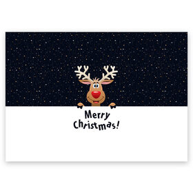Поздравительная открытка с принтом Merry Christmas в Кировске, 100% бумага | плотность бумаги 280 г/м2, матовая, на обратной стороне линовка и место для марки
 | Тематика изображения на принте: christmas | merry christmas | santa claus | дед мороз | ёлка | новогодние олени | новый год | оленёнок бэмби | оленёнок рудольф | орнамент | с новым годом | санта клаус | свитер с оленями | снегурочка | снежинки | узоры